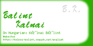 balint kalnai business card